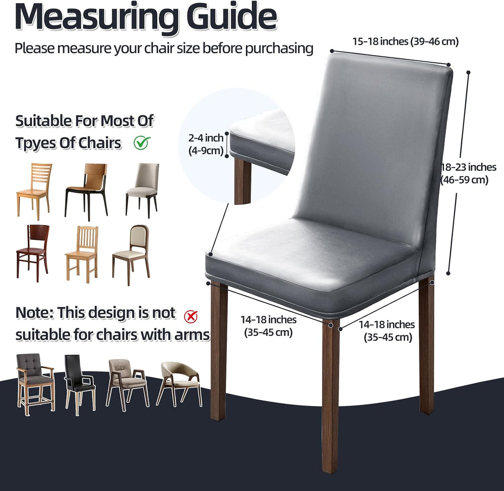 Waterproof Full Chair Covers for Dining Chairs Set of 6, Gray