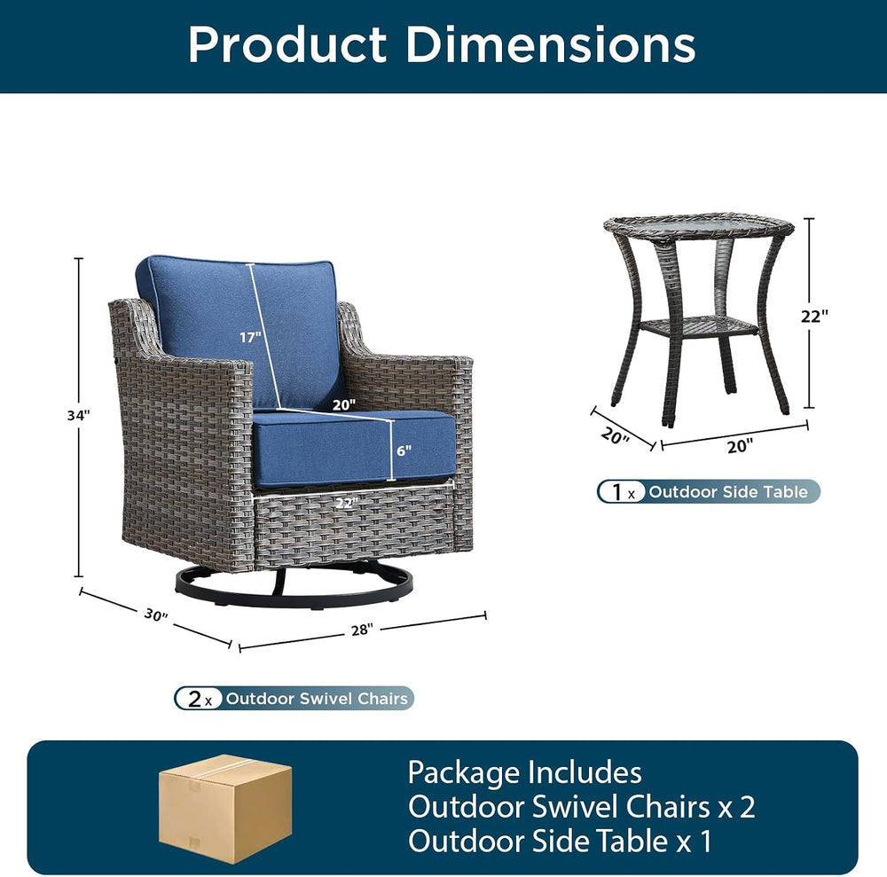 Luxury Outdoor Swivel Rocker Patio Chairs-3 Piece Wicker Patio Rocking Chairs...