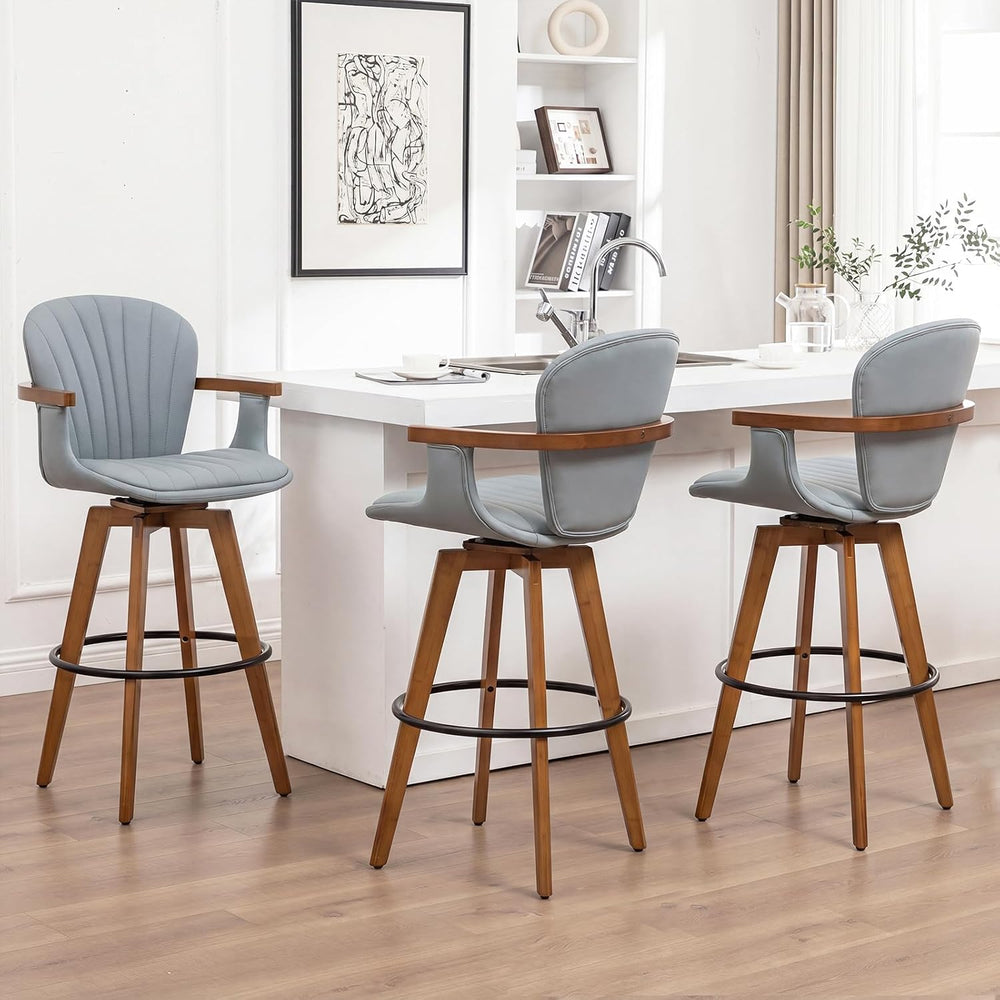 LUNLING 26” Counter Height Stools Set of 2,Mid Century Modern Bar Stools,Blue...