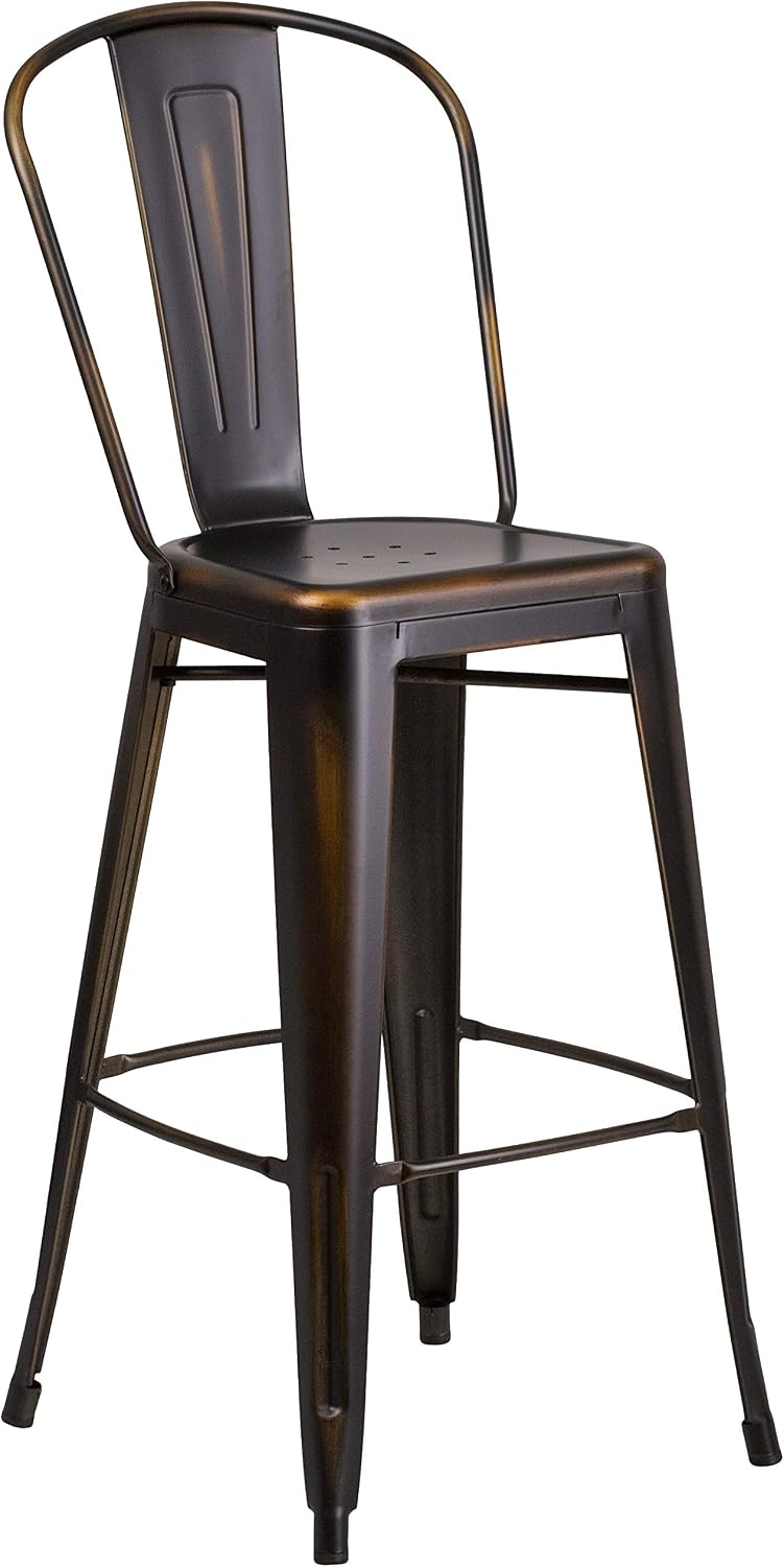 Flash Furniture Commercial Grade 30" High Distressed Copper Metal Indoor...