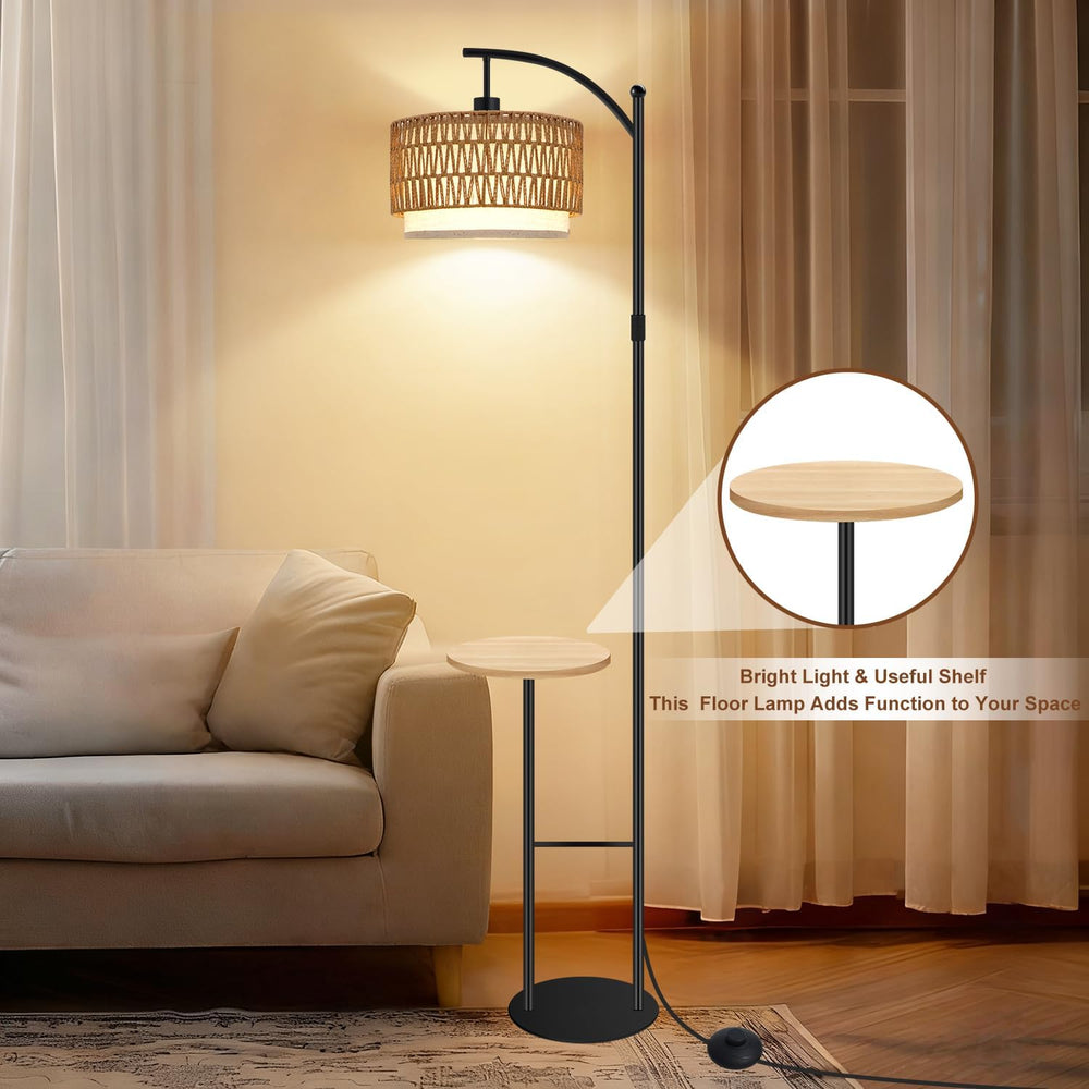 Floor Lamp with Shelves Dimmable, 3 Color Modes for Living Room