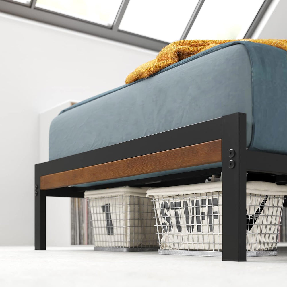 Zinus Kai Bamboo and Metal Platform Bed Frame, Sturdy Steel Frame, Twin