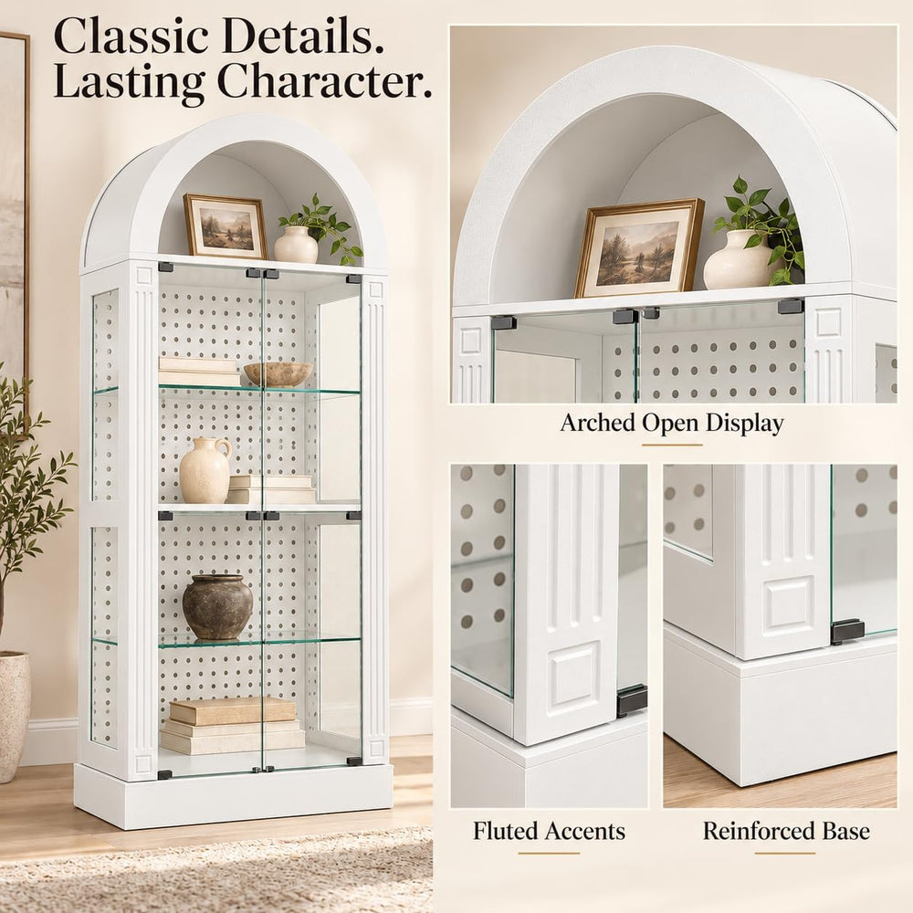 kepptory 71" Arched Display Cabinet with Glass Doors and LED