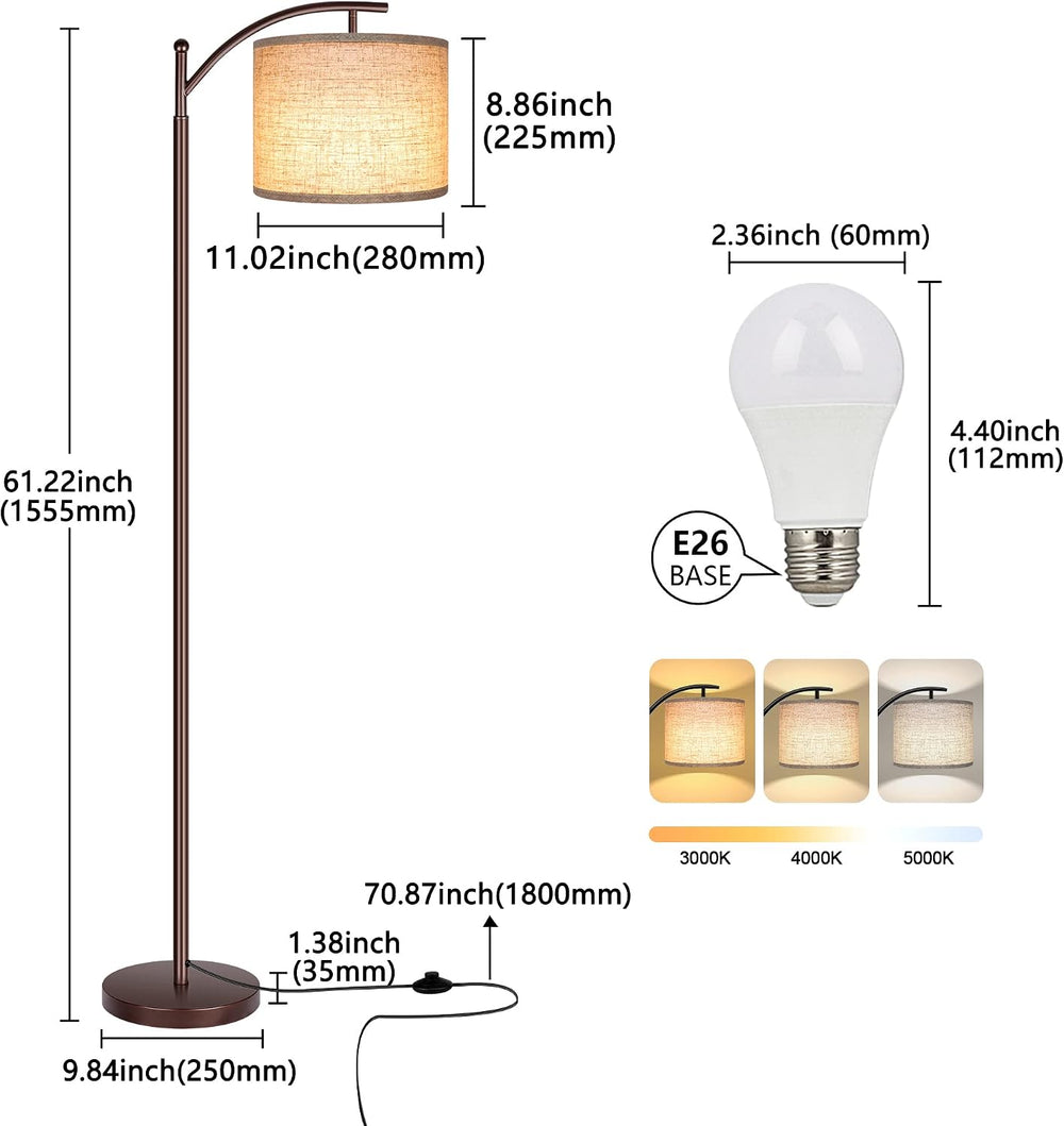 Floor Lamp for Living Room, LED Standing Lamp Tall Industrial Floor Lamp Read...