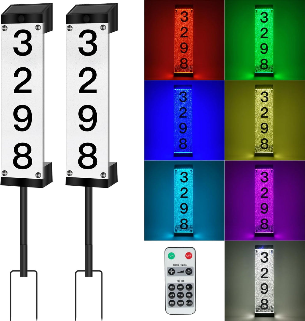 Solar Address Numbers for House, Address Signs for Yard with Stake