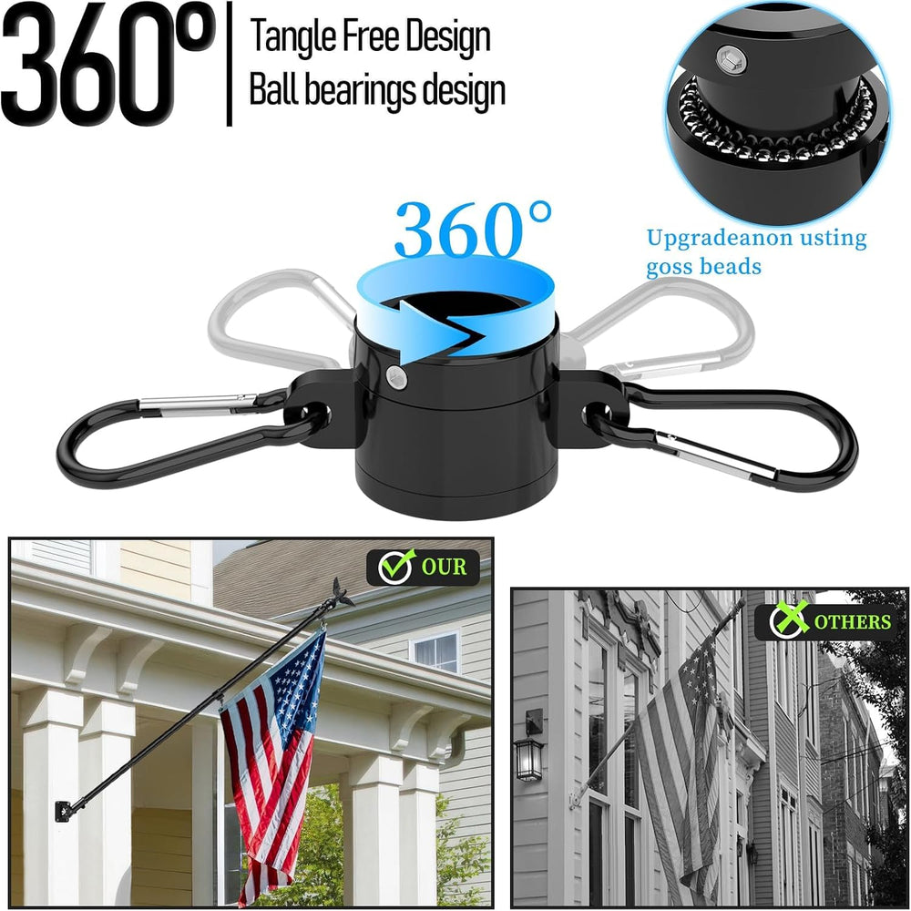 LETSTRY 5FT Flag Pole Kit for Outside House with American Flag & Solar Li...