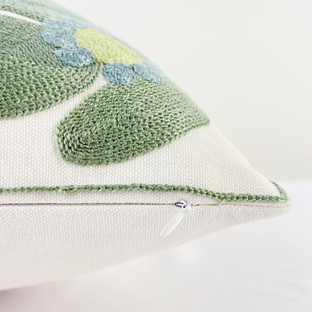 IcosaMro Pack of 2 Embroidered Floral Decorative Throw Pillow Covers 18x18 In...