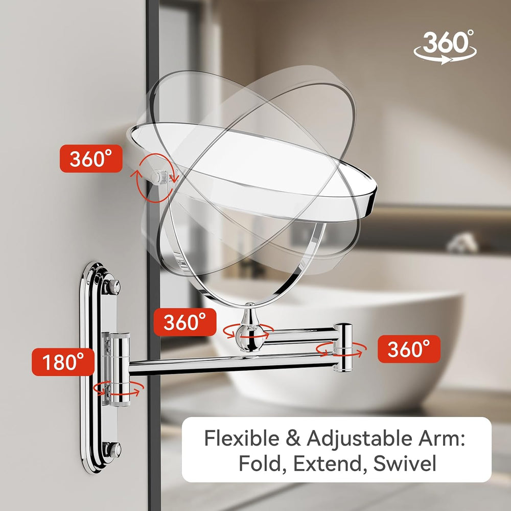 GURUN 8" Inch Magnifying Makeup Mirror Wall Mounted for Bathroom Chrome 20x