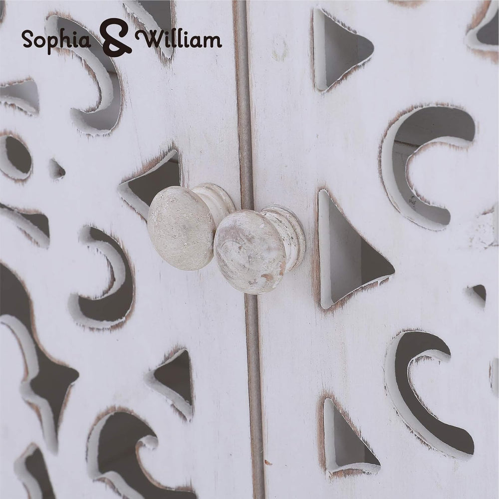 Sophia & William Small Accent Cabinet with Doors, Carved Buffet Cabinet
