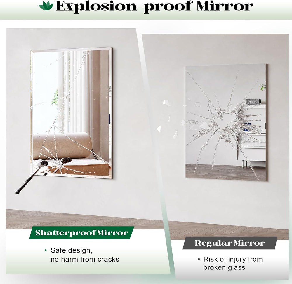 Beveled Bathroom Mirror 55"x36", Frameless Mirror for Wall