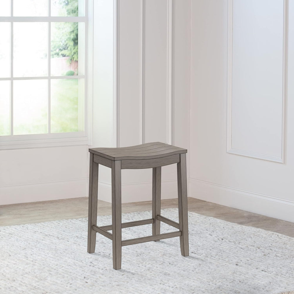Hillsdale Fiddler Wood Backless Counter Height Stool with Saddle-Style Seat, ...
