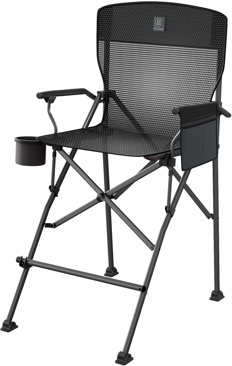 EVER ADVANCED Tall Directors Chair 31" Foldable Camping Mesh Black
