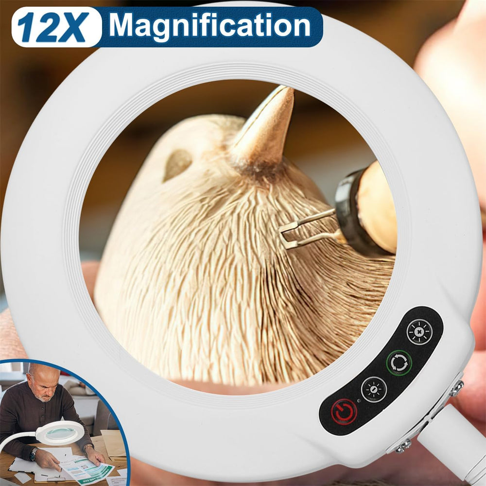 IVMAIE 12X Magnifying Glass with Light, Real Glass Lens, 5 Color Modes Dimmab...
