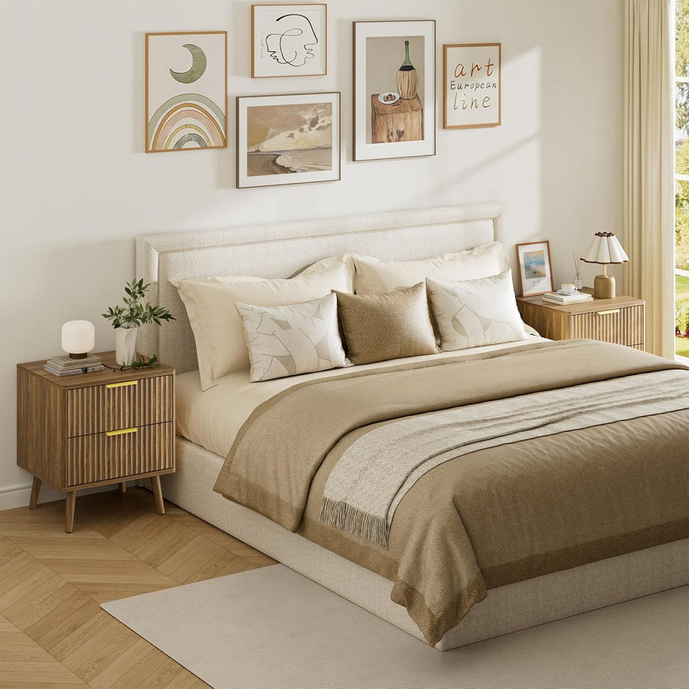 LYNSOM Fluted Dresser and Nightstand Sets 4 Piece, 2-Drawer Nightstands and 5...