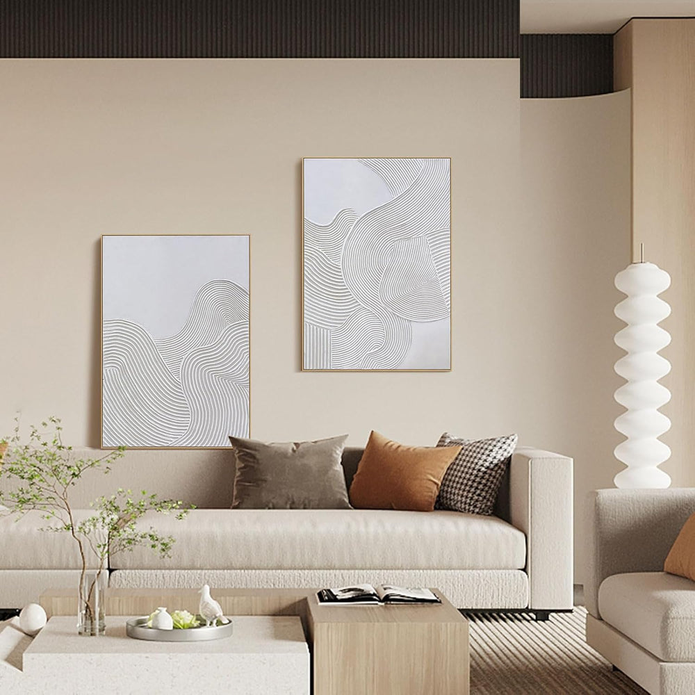 Zessonic Neutral Abstract 3D Textured Hand-Painted Thick Wall Art,28"x40...