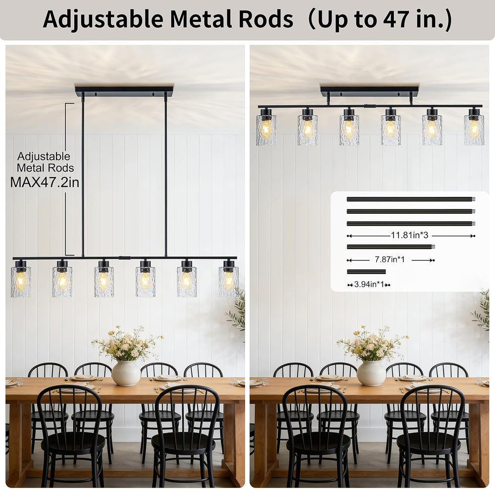 6-Light 45" Wide Dining Room Light Fixture, Kitchen Chandeliers over Table