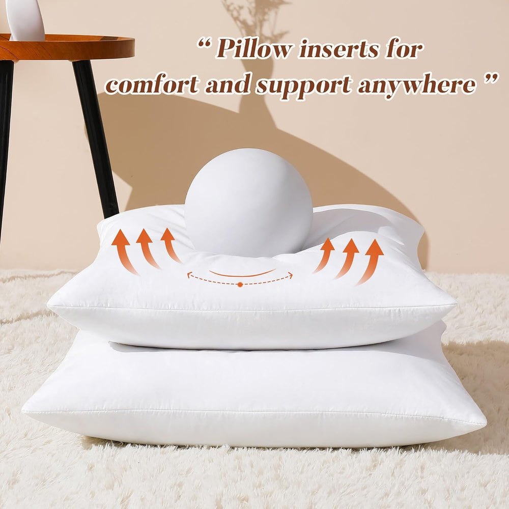 DOWNSTORIA 18x18 Feather Down Pillow Inserts Set of 2, 100% Cotton Cover