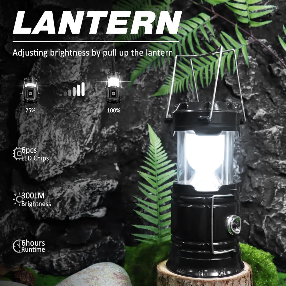 DIBMS 4-Pack Solar Camping Lantern, Collapsible Flashlight Emergency Lights