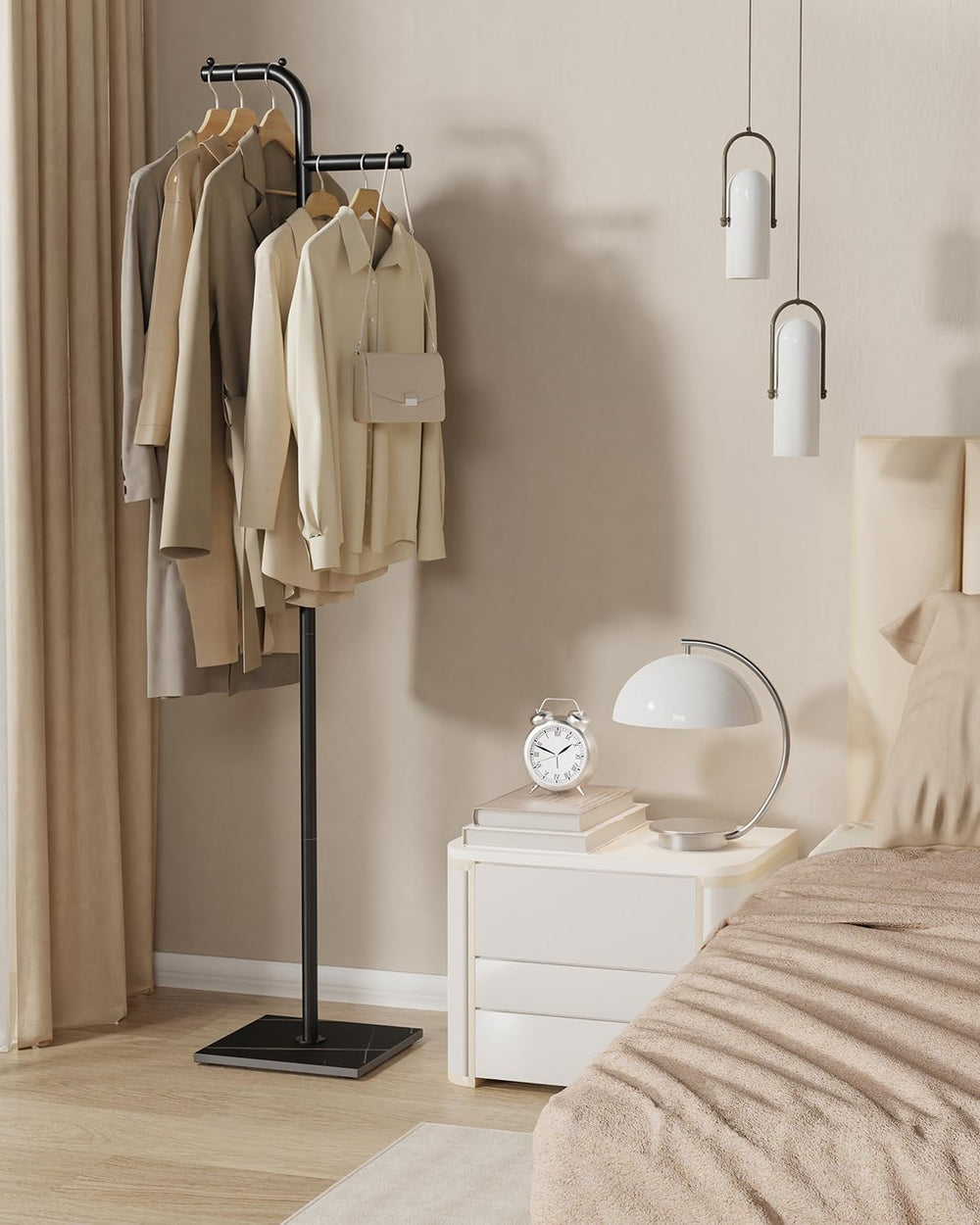 Coat Rack Freestanding, Small Clothes Rack, Black, 68.9 In High