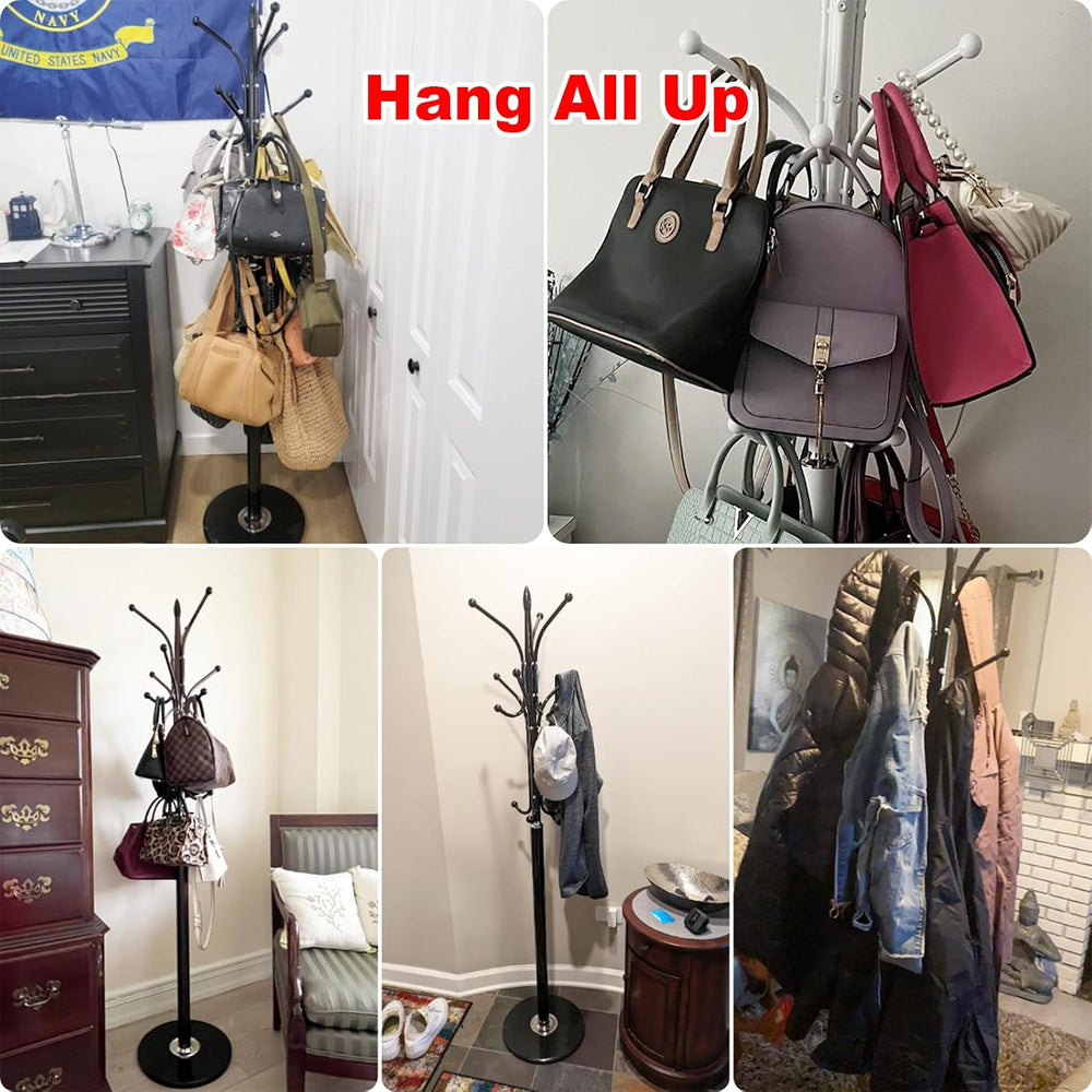 Kertnic Freestanding Coat Rack Stand, Heavy Duty Metal Hall Tree with 12 Hook...