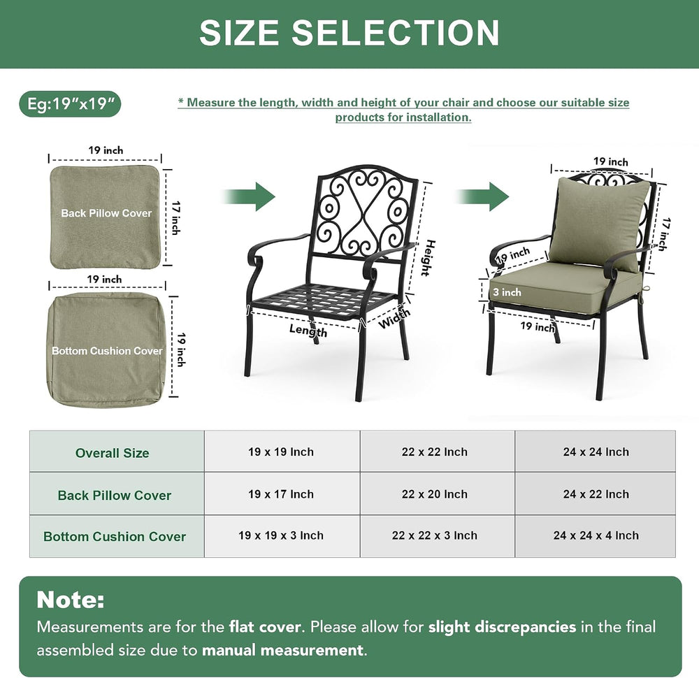 Summsun Water Resistant Outdoor Chair Cushions, Faux Linen Backrest and Deep ...