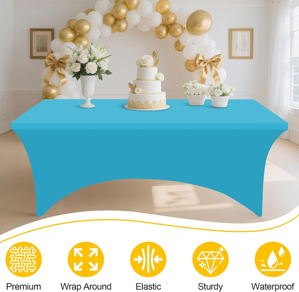 Smiry 2 Pack Spandex Table Cloth 6FT, Elastic Fitted Blue Mist Tablecloth