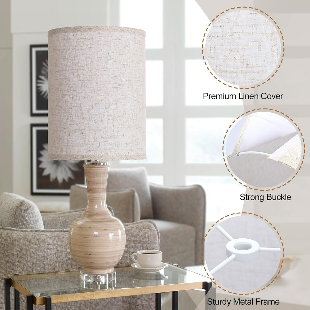 Tall Drum Lamp Shades Set of 2, 10"Top x10"Bottom x 13"High,Be...