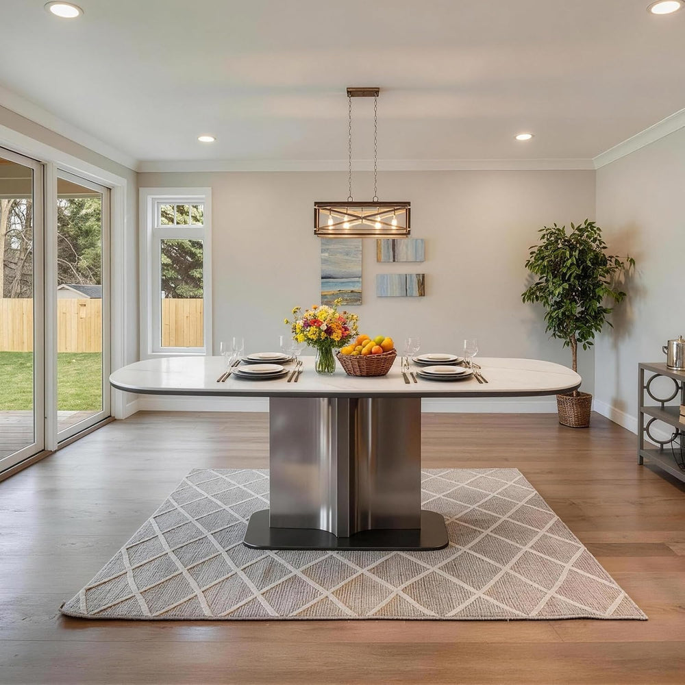 55.1" Sintered Stone Dining Table for 6-8, Modern Kitchen Table