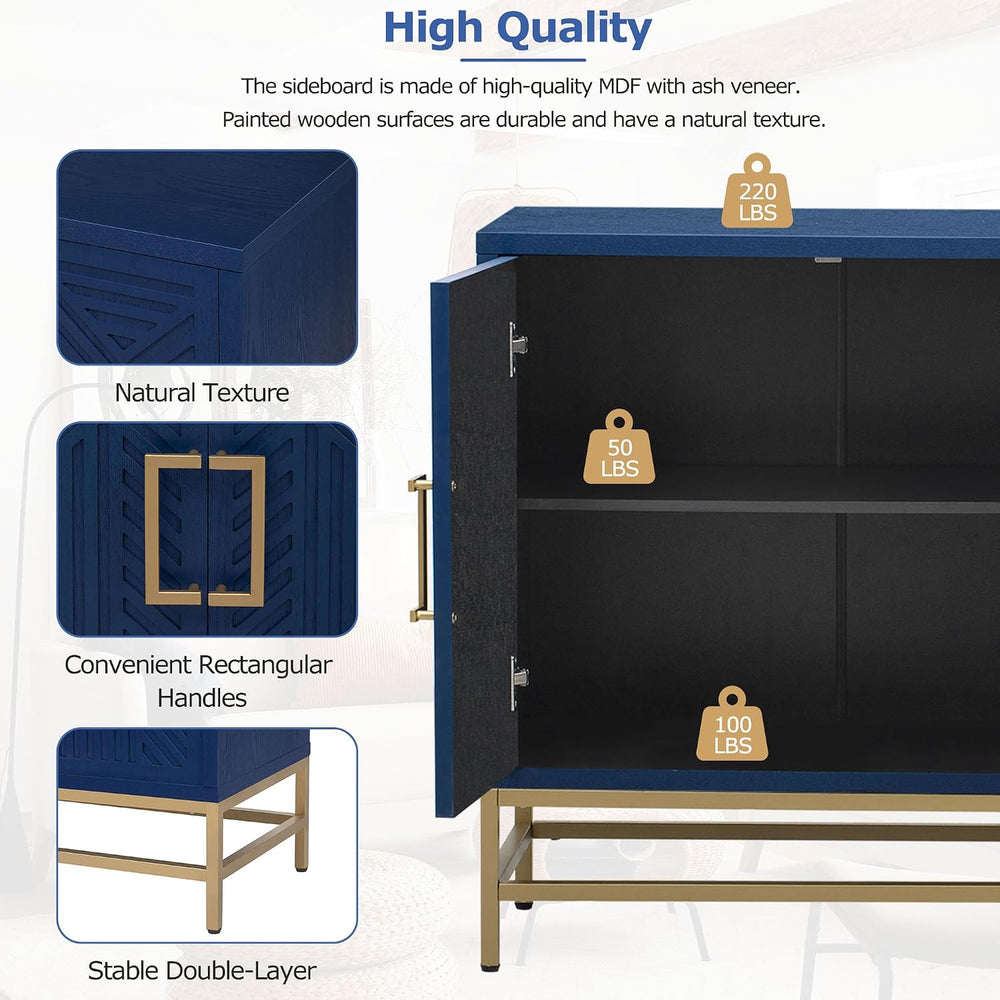 Sideboard Buffet Cabinet with Storage, Modern Storage Cabinet with Adjustable...