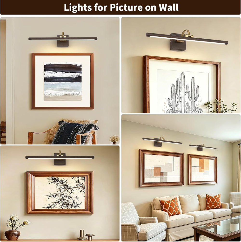 DESOOP 24 Inch 14W Hardwired LED Picture Light, Wood Grain, Dimmable