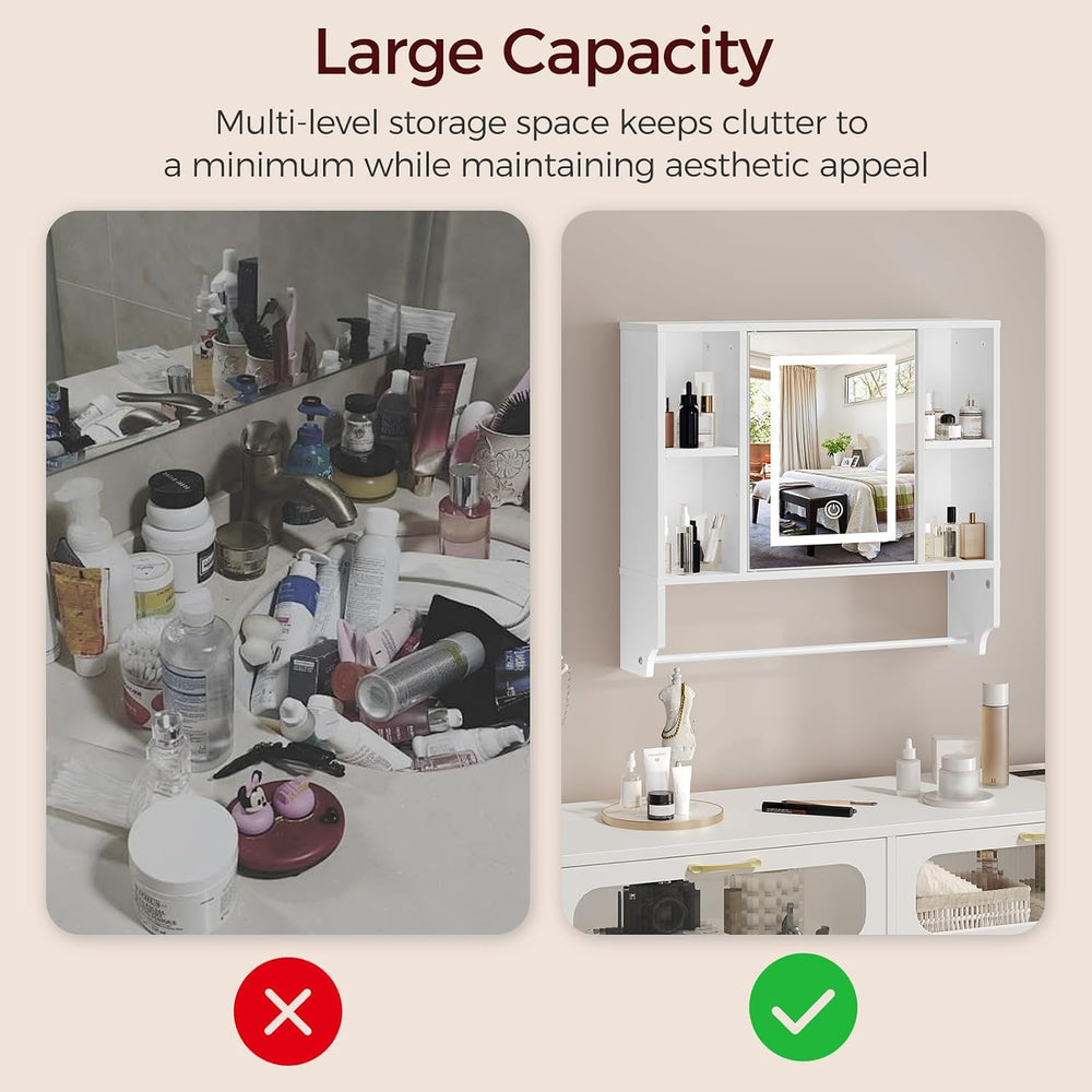 MAHANCRIS Bathroom Wall Cabinet with Mirror, Wall Mounted Medicine Cabinet wi...