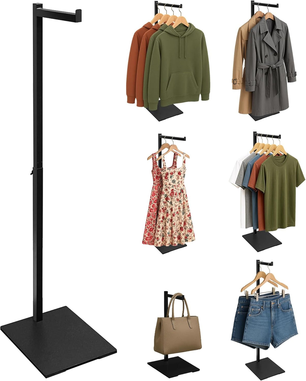 Clothing Display Rack, 21-36 Inch Adjustable Garment Stand, Black, 1 Pack