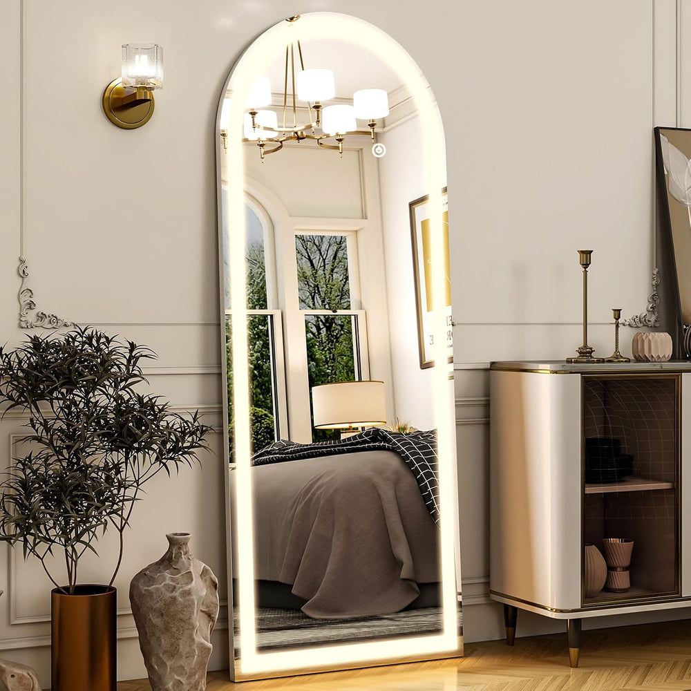 Easly 21"X56" LED Arched Full Length Mirror, Floor Mirror with Lights