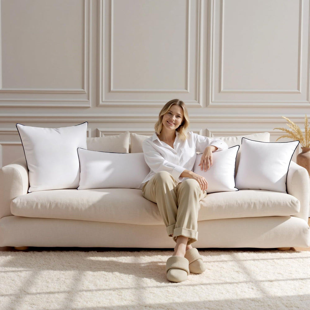 MIULEE Goose Feather Down 20x20 Pillow Insert Set of 2 with 100% Down-Proof C...