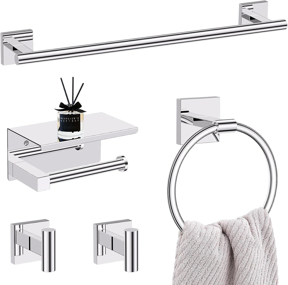 Lairuier Bathroom Hardware Set Polish Chrome, Towel Holder Set Wall Mounted