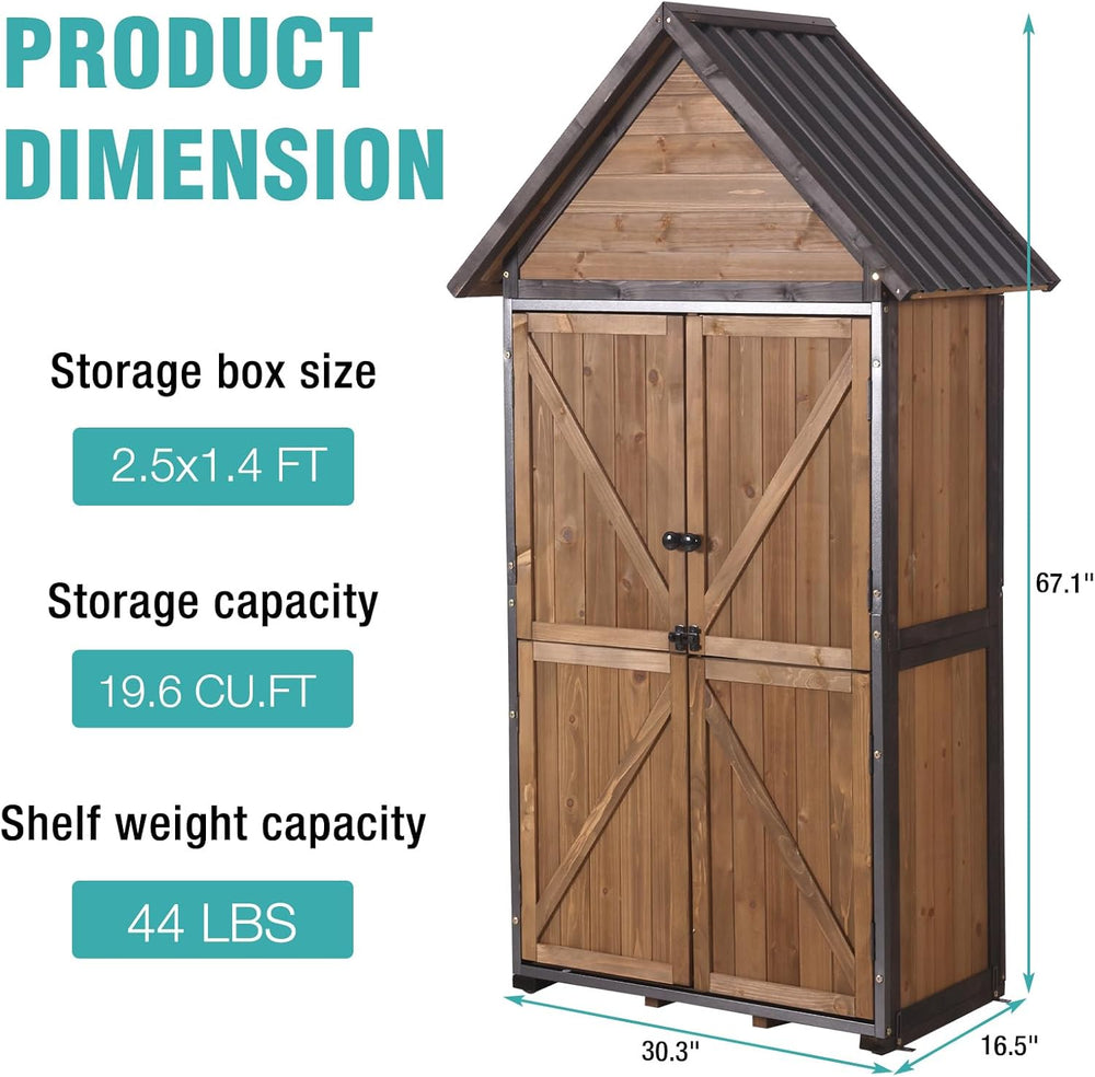 Outdoor Storage Cabinet,Garden Shed with Metal Frame Adjustable Shelves