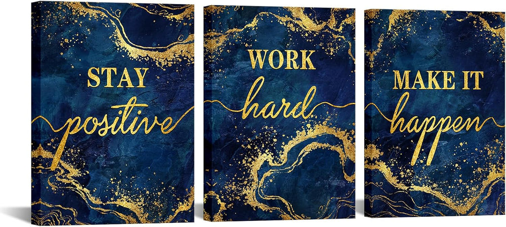 LevvArts Inspirational Wall Art Stay Positive Work Hard Make It Happen Office...