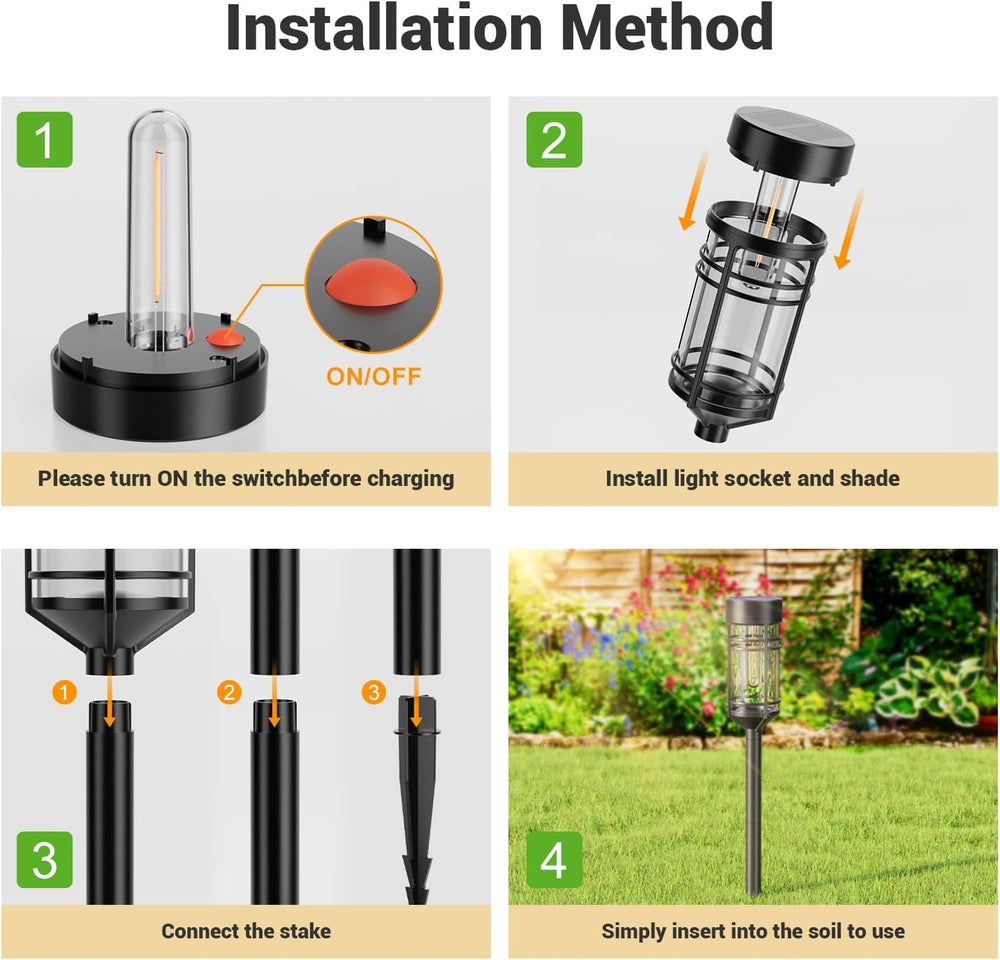 Amzarp 12 Pack Solar Garden Lights, Outdoor Bright LED Solar Pathway Lights