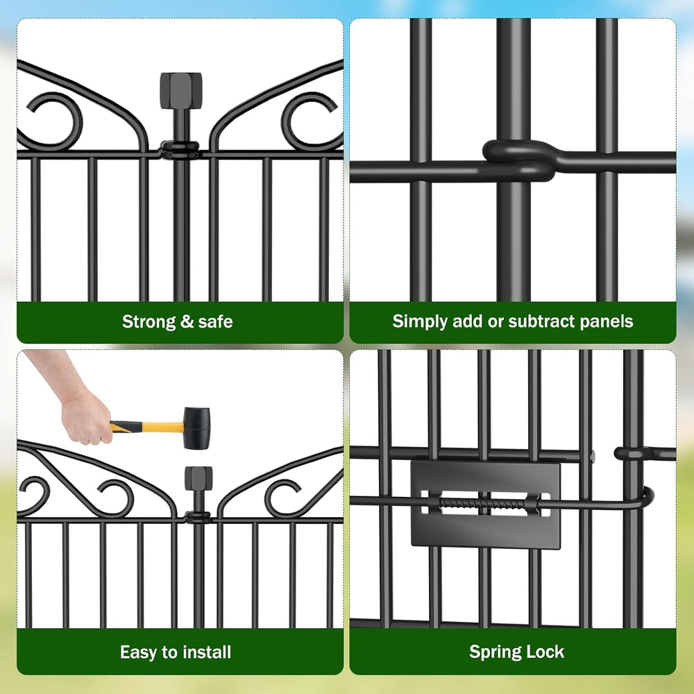 12 Panel No Dig Decorative Garden Fence with Gate 36" H x 24.1'L for...