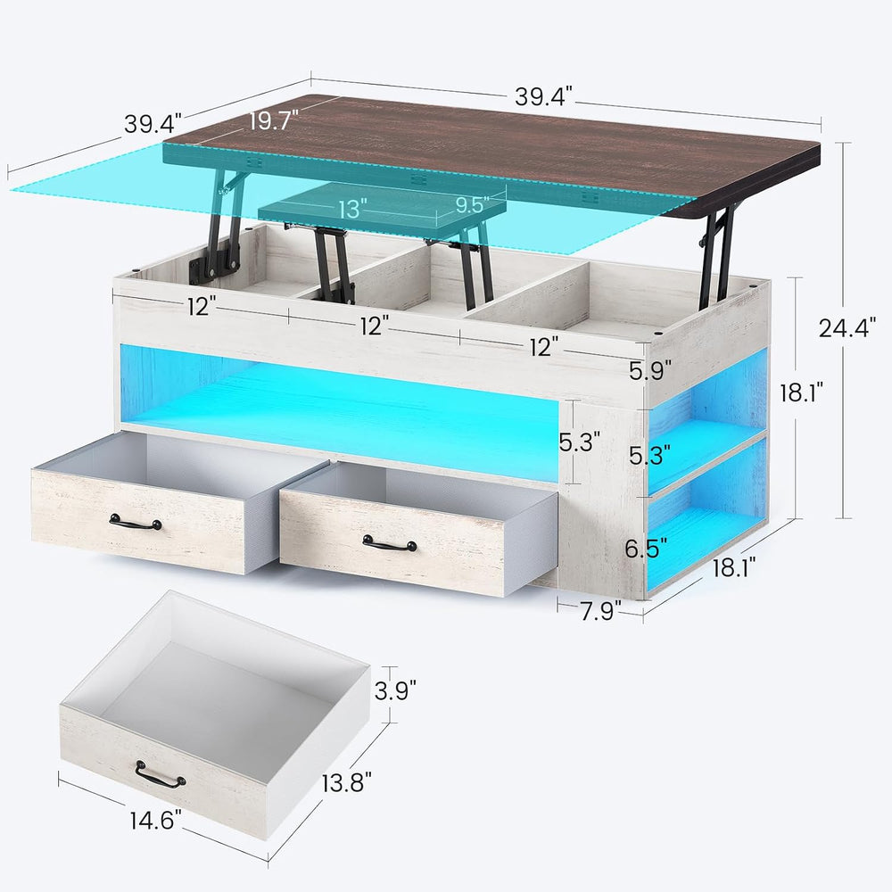 Itaar Lift Top Coffee Table, 4 in 1 Coffee Tables with Storage and Hidden Com...