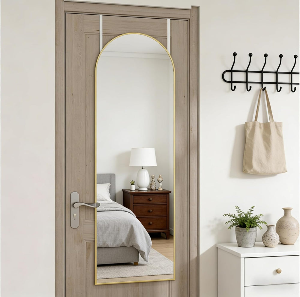 14" x 48" Arched Full Length Mirror Gold Frame Over Door & Wall...