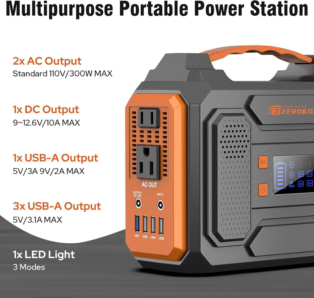 Portable Solar Generator 300W Portable Power Station with 60W Solar Panel
