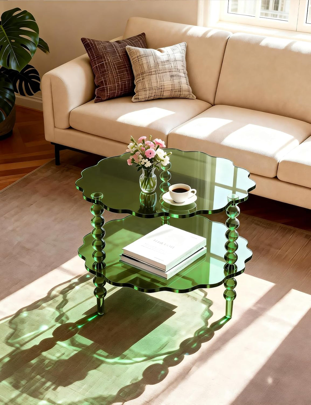Acrylic Coffee Table, Small Round Modern Coffee Table for Living Room,23.6&qu...