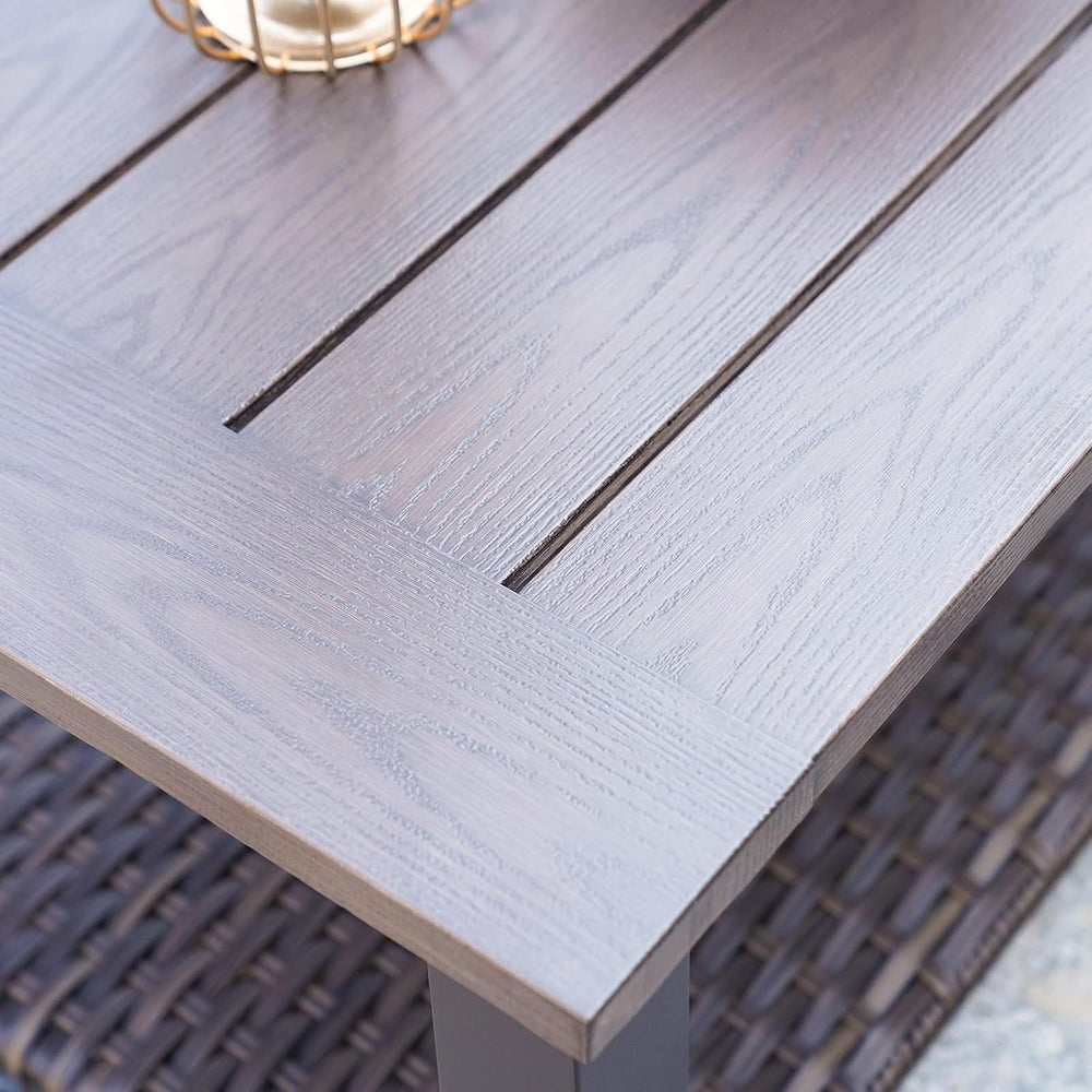 Grand patio Outdoor 40" Coffee Table with Wicker Storage Shelf