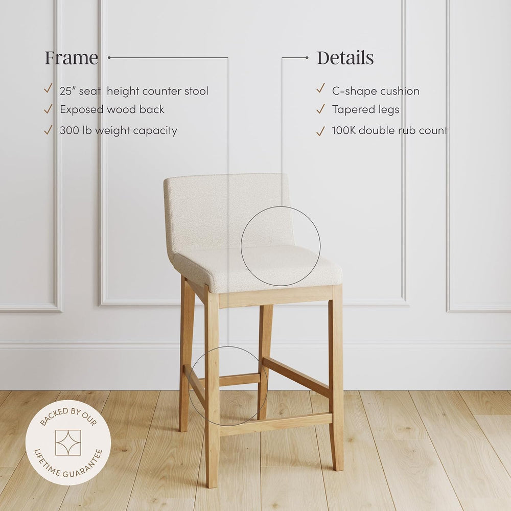 Nathan James Gracie Modern Counter Height Bar Stool with Back, Counter Stool ...