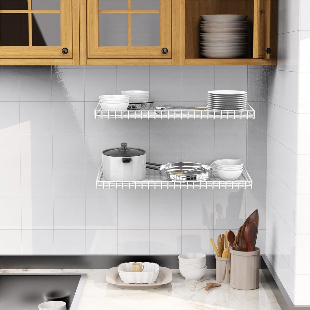 WALMANN 2-Pack Garage Wall Shelf, 23.5" x 12" Wall-Mounted Storage ...