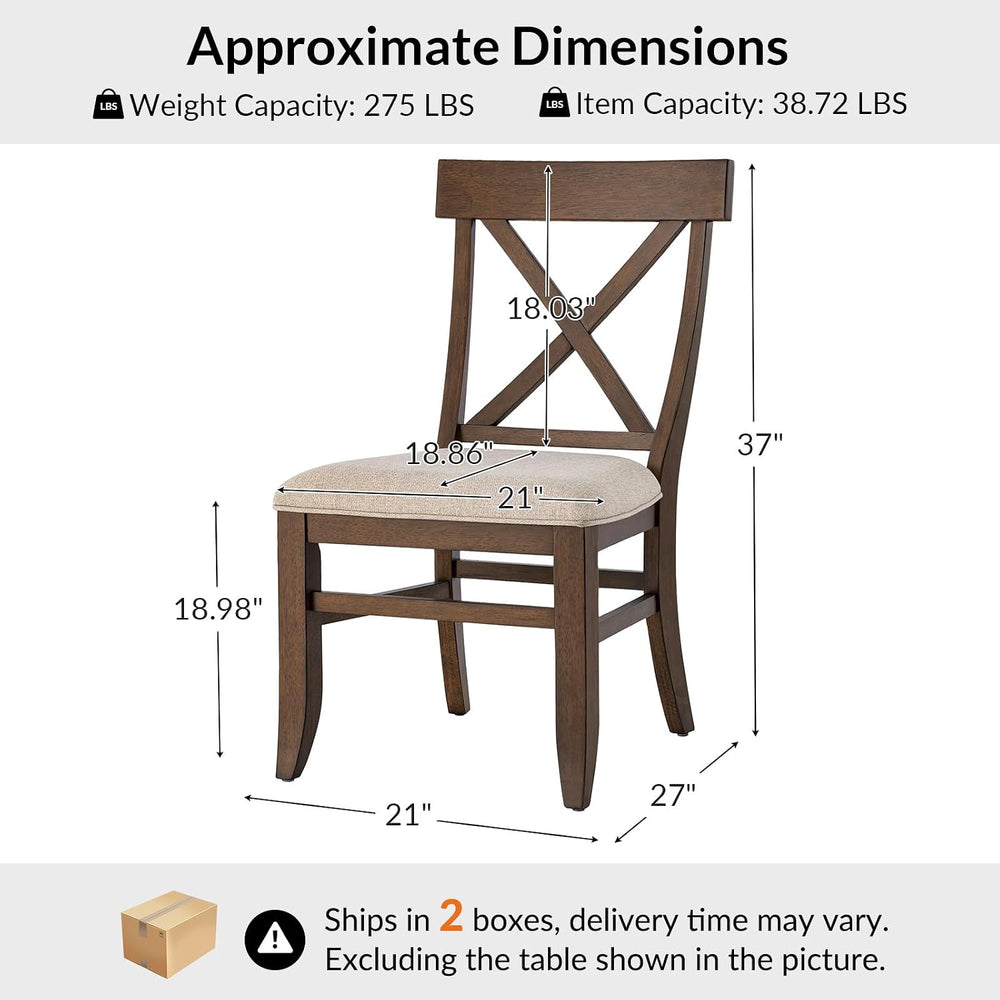 Farmhouse Upholstered Dining Chairs Set of 4, Walnut