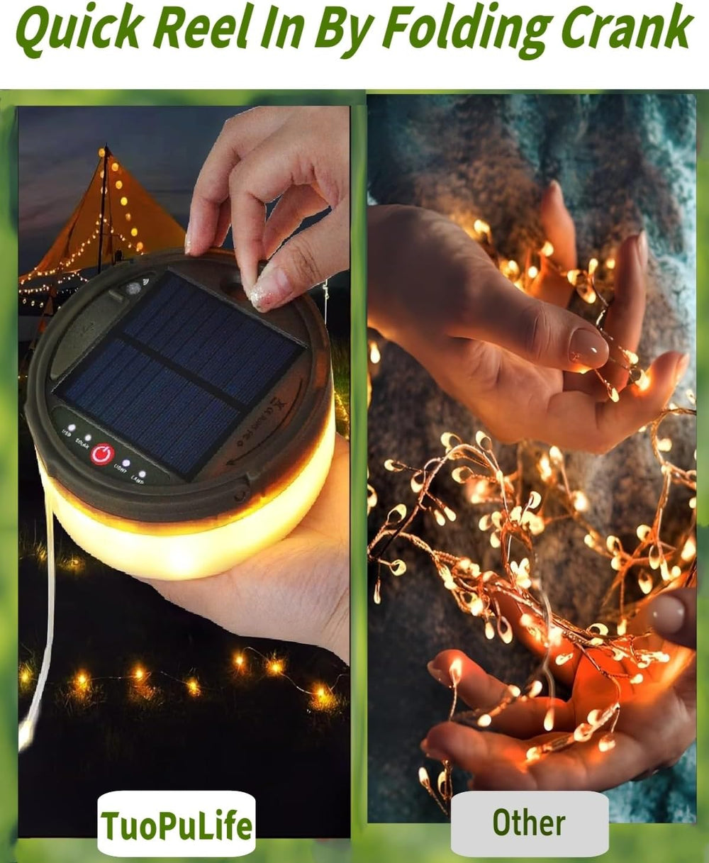 Solar Camping String Lights, 4 in 1 Remote 39.4 FT Christmas Fairy Lights