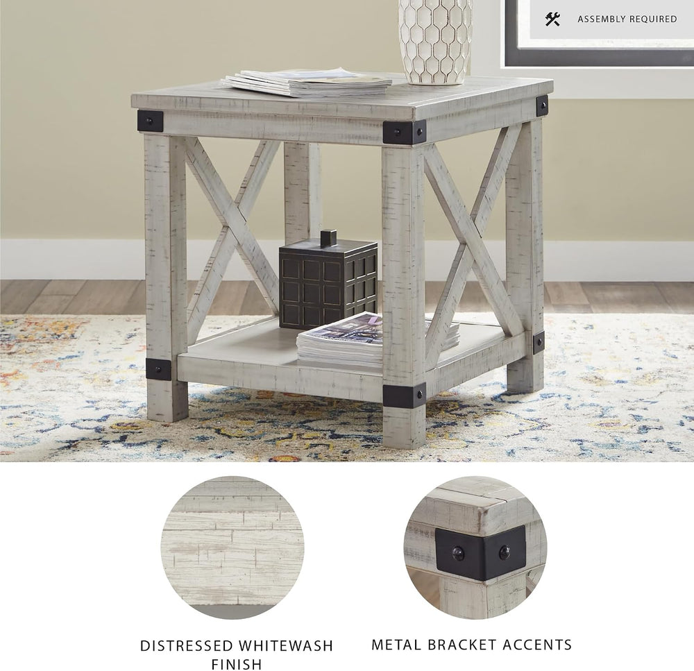 Signature Design by Ashley Carynhurst End Side Table, Farmhouse Whitewash
