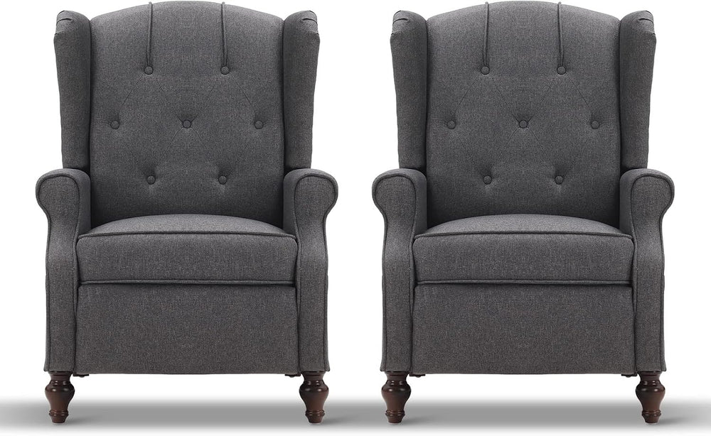 Wingback Recliner Chair, Push Back Arm Chair (2,Grey)